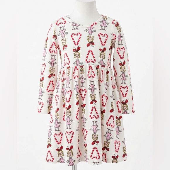 Hanna Andersson Other - Hanna Andersson White Dress with Red Hearts and Cartoon Print